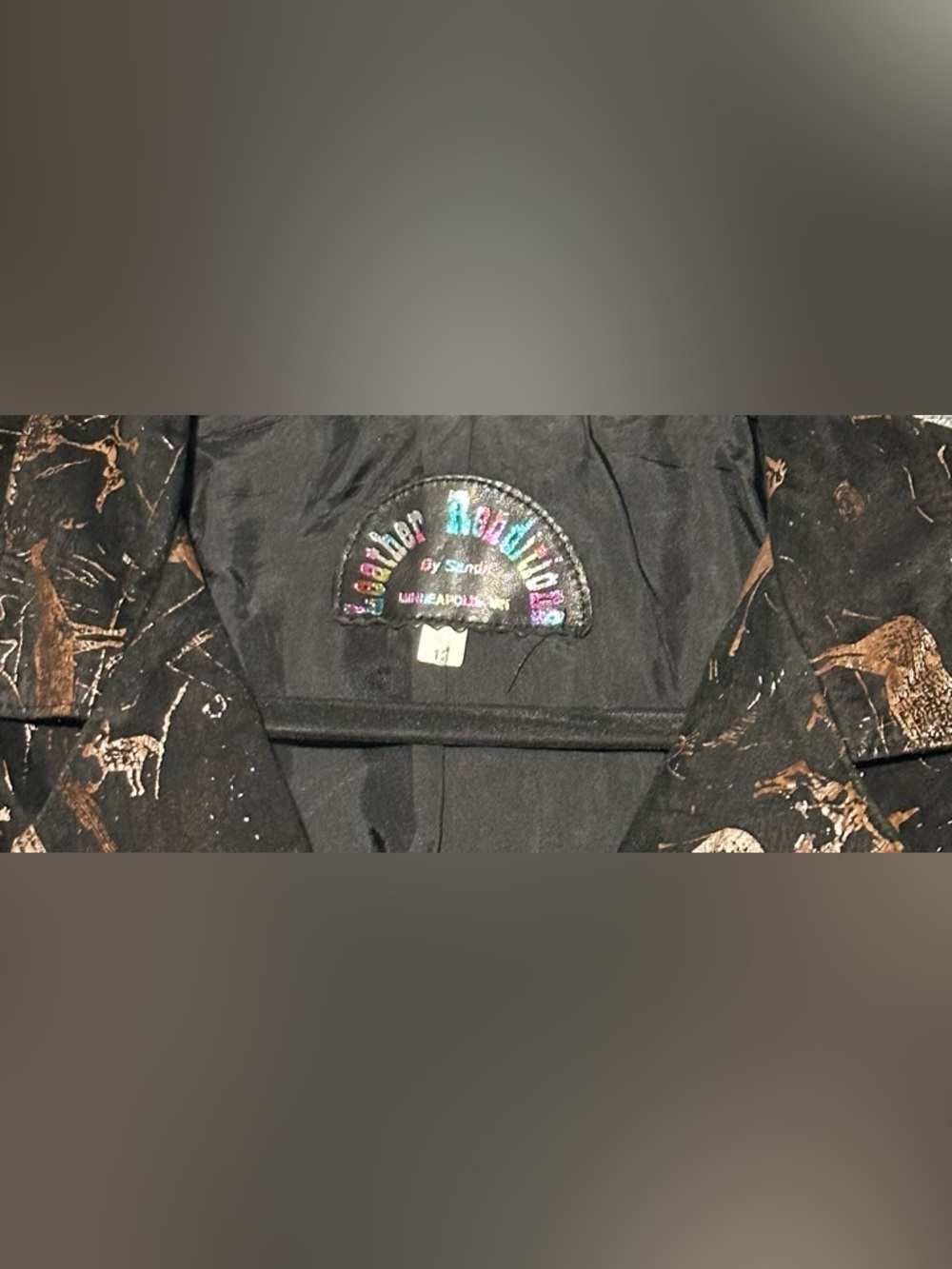 “Rare” Vintage Leather Renditions "Rock Art" Print Blazer - Western/Art To Wear - Picture 2 of 5